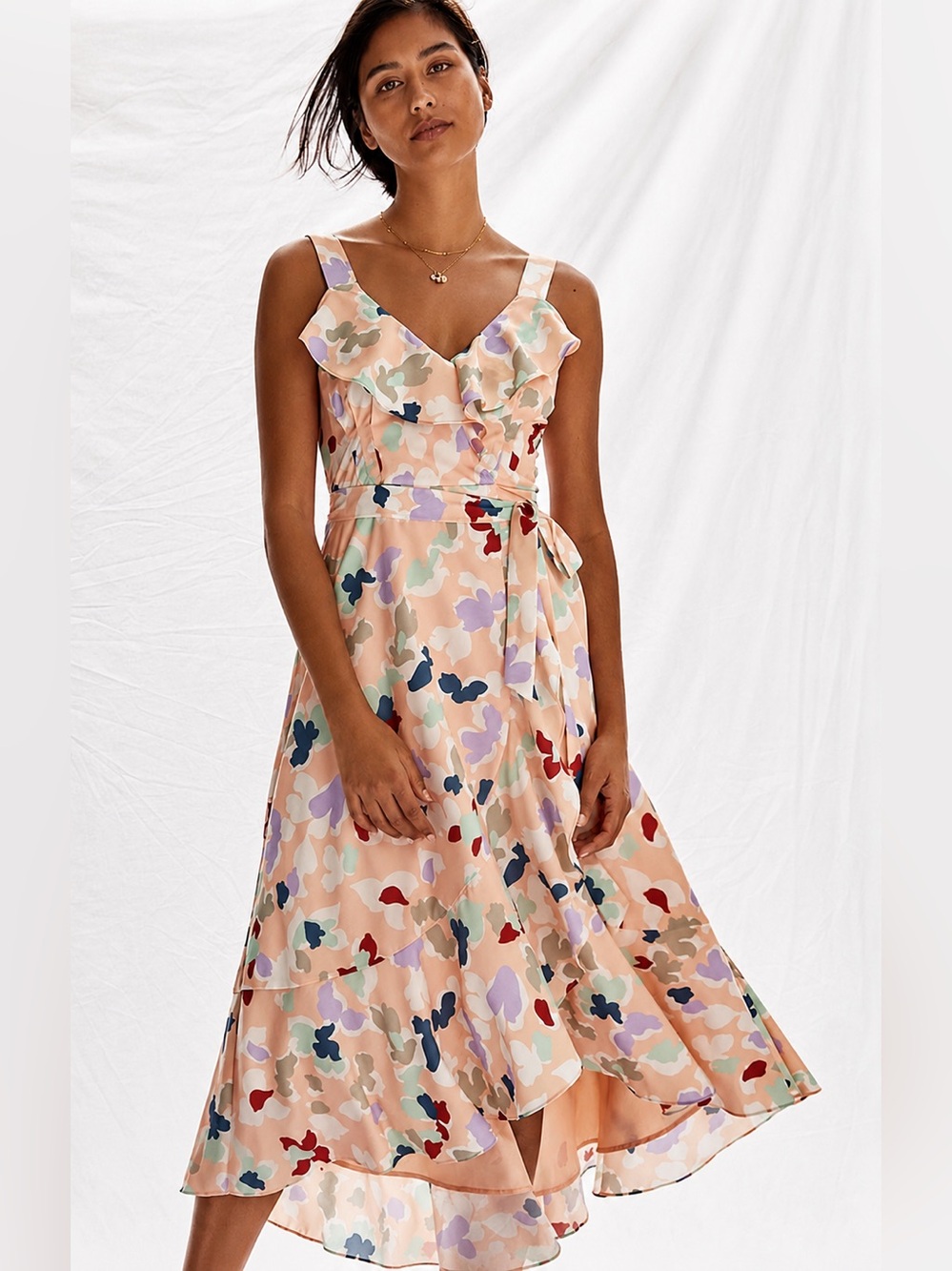 Anthropologie Hutch Pastel Floral High-Low Wrap Dress
